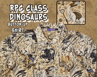 Dinosaur RPG Classes Button-Up Shirt
