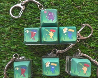 Llaveros con clicker de PIKMIN para Nintendo, teclado y llave de coche.