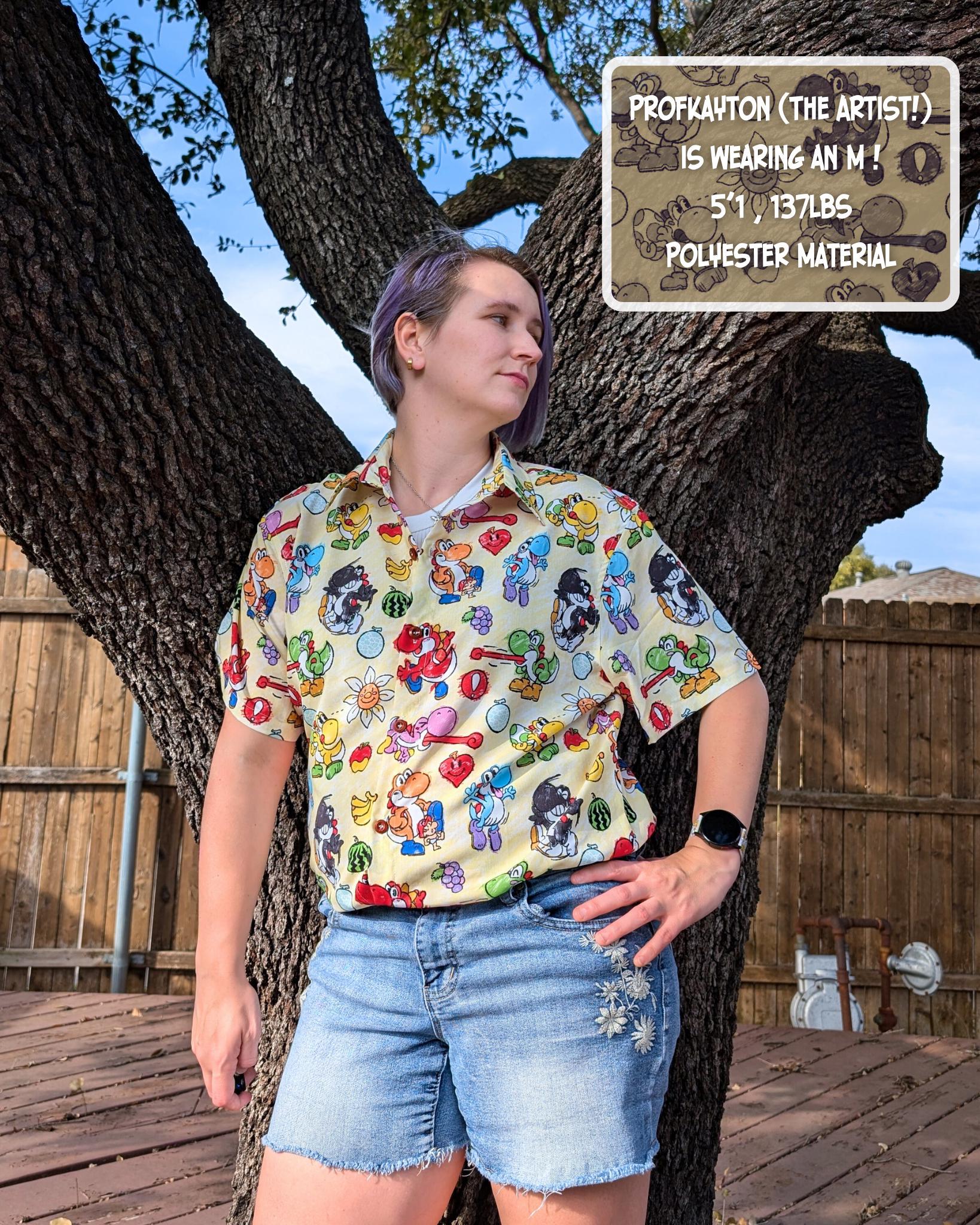 YOSHI Button up Shirt Sizes S-3X | Polyester | Nintendo, N64