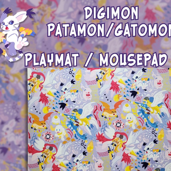 Digimon Gatomon Patamon Mousepad and Playmat | Digital Monsters - TCG | Office Desk Decoration