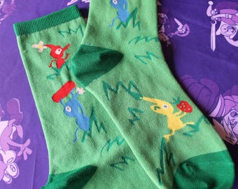 Knitted Pikmin Socks | Gaming Anime Footwear Apparel Medium Unisex