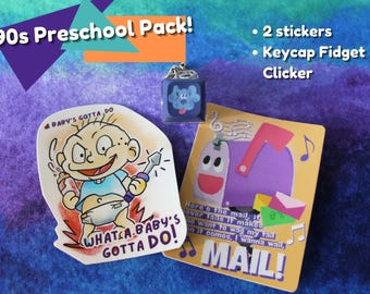 90s Kids Sticker / Keycap Clicker Pack!