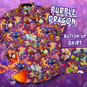 Spyro Button-Up Shirt Sizes S-3X | Polyester |  Video Games, Sony, Retro Gaming, Hawaiian Shirt, 90s Gaming Gift