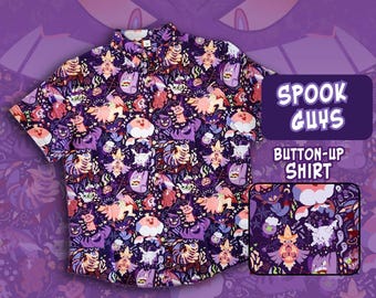 Ghosty Spook Guys Pattern Button Up Shirt Sizes S-3X | Video Games, Gamer, Hawaiian Shirt, Gaming Gift