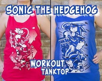 Camiseta sin mangas SONIC Team RUN & Team CLIMB / Tallas S-3X / Sega Hedgehog / Corte unisex / Para videojuegos y entrenamiento en el gimnasio