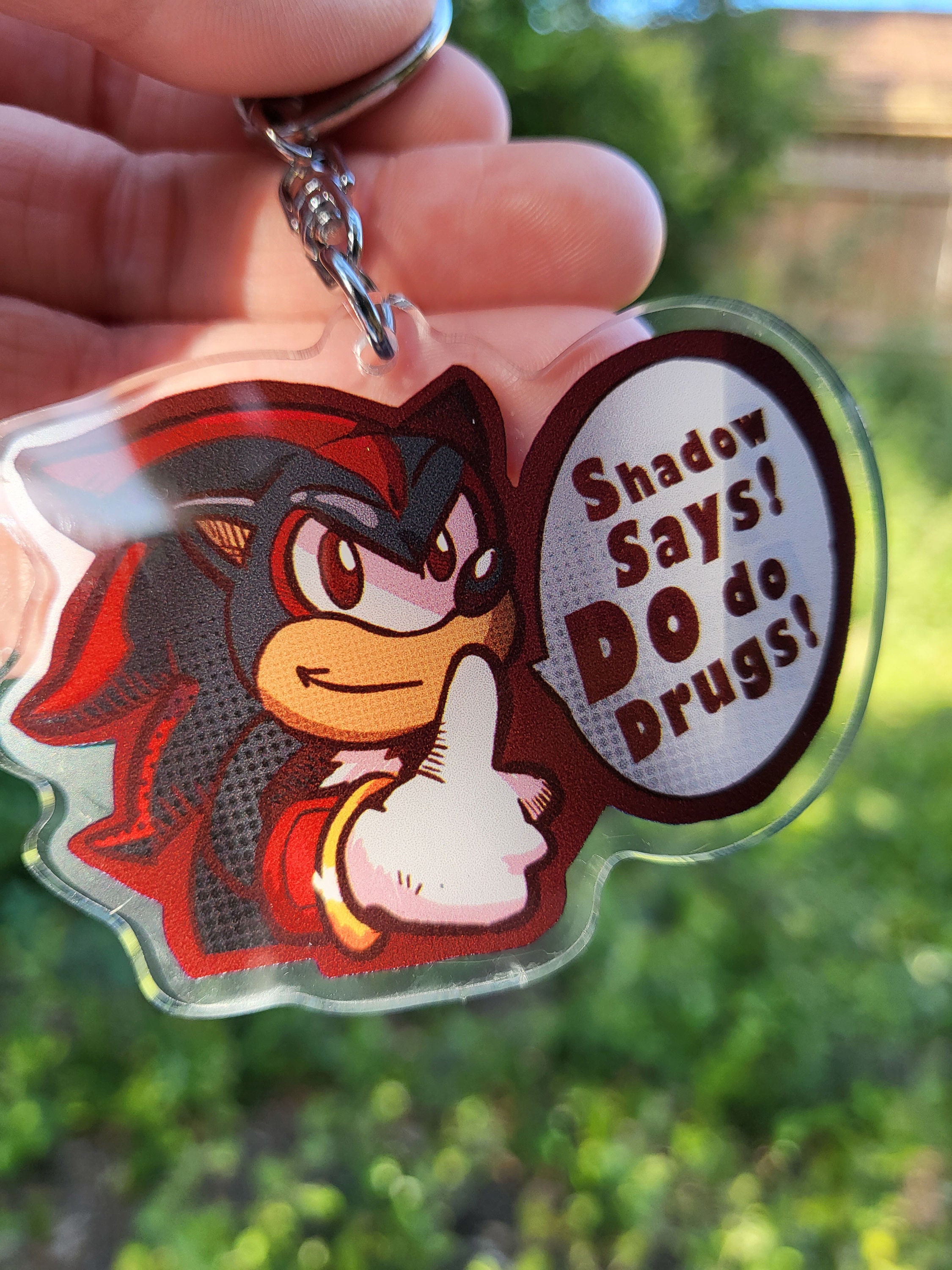 Sonic SHADOW Says Don't Do Drugs Double-sided Keychain | Sonic