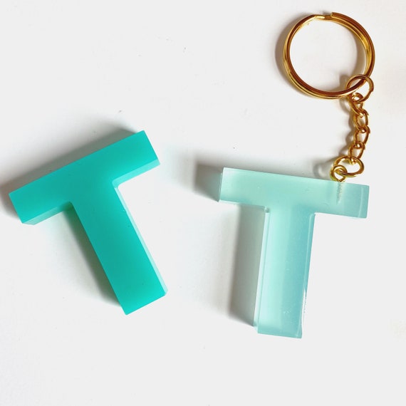 ATouchOfNelly Glam White, Clear and Gold Initial Keychain | Resin Initial Keychain | Resin Letter Keychain | Custom Keychain