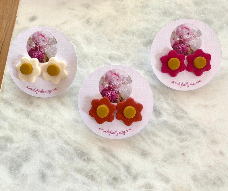 Daisy Earrings Clay Earrings Spring Daisy Clay Stud Earrings Flower Earrings Clay Studs