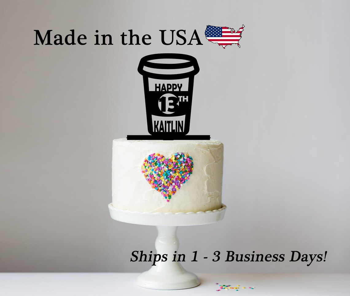Birthday Cake Topper Coffee Cake Topper Personalized Topper Etsy