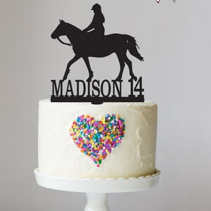 Cowgirl Birthday, Cake Topper, Horse Decor, Farm Theme, Equestrian, Rancher, Girls Birthday Party, Horseback, Personalized Keepsake, LT1337