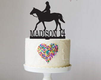 Cowgirl Birthday, Cake Topper, Horse Decor, Farm Theme, Equestrian, Rancher, Girls Birthday Party, Horseback, Personalized Keepsake, LT1337