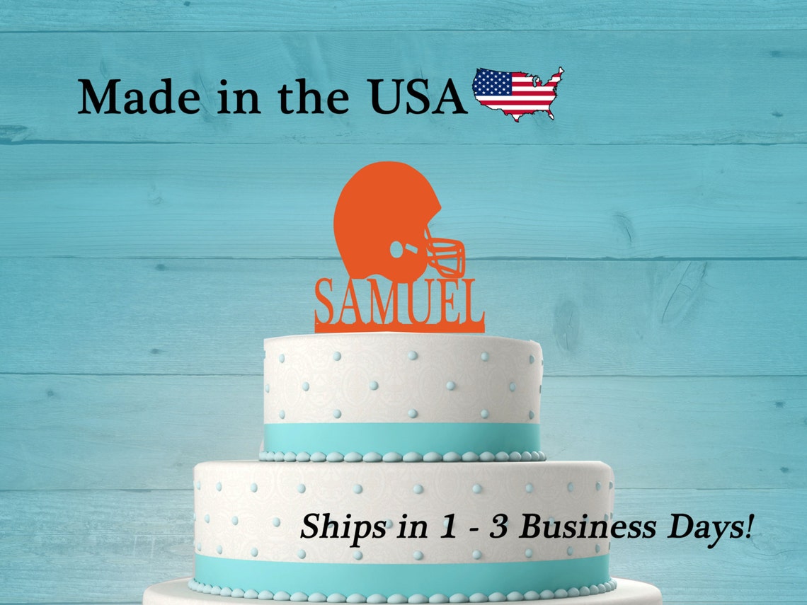 Football Helmet Cake Topper Sports Decor Personalized Cake Etsy