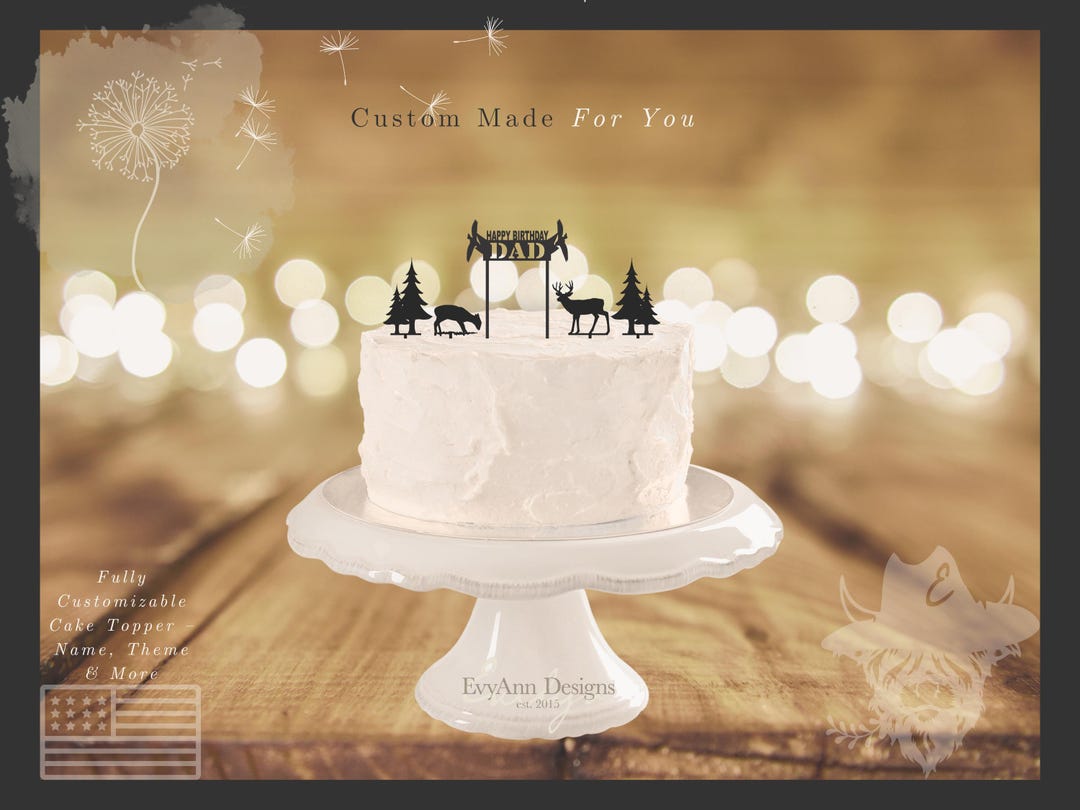 Adornos para tarta de cumpleaños con temática de vida silvestre, juego de 5  piezas, feliz cumpleaños, adornos para tarta con astas de ciervo, ..., image size:1080x810