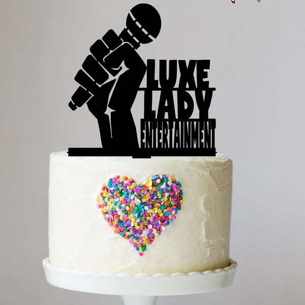 Microphone Cake Topper, Music, Singer, Musician, Band Party, Musical Instrument, Personalized Cake Topper, Girls Night Out, LT1350