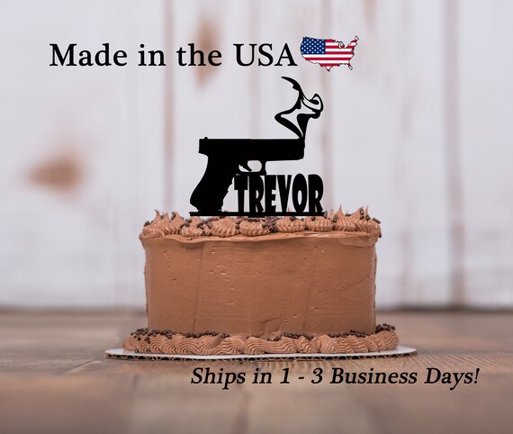 smoking gun cake topper