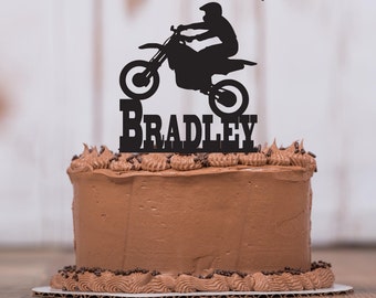Motocross Cake Topper, Personalized, Party Decor, Cake Topper, Motor Cycle, Motocross Theme, Birthday Party, Dirt Bike, Keepsake, LT1152