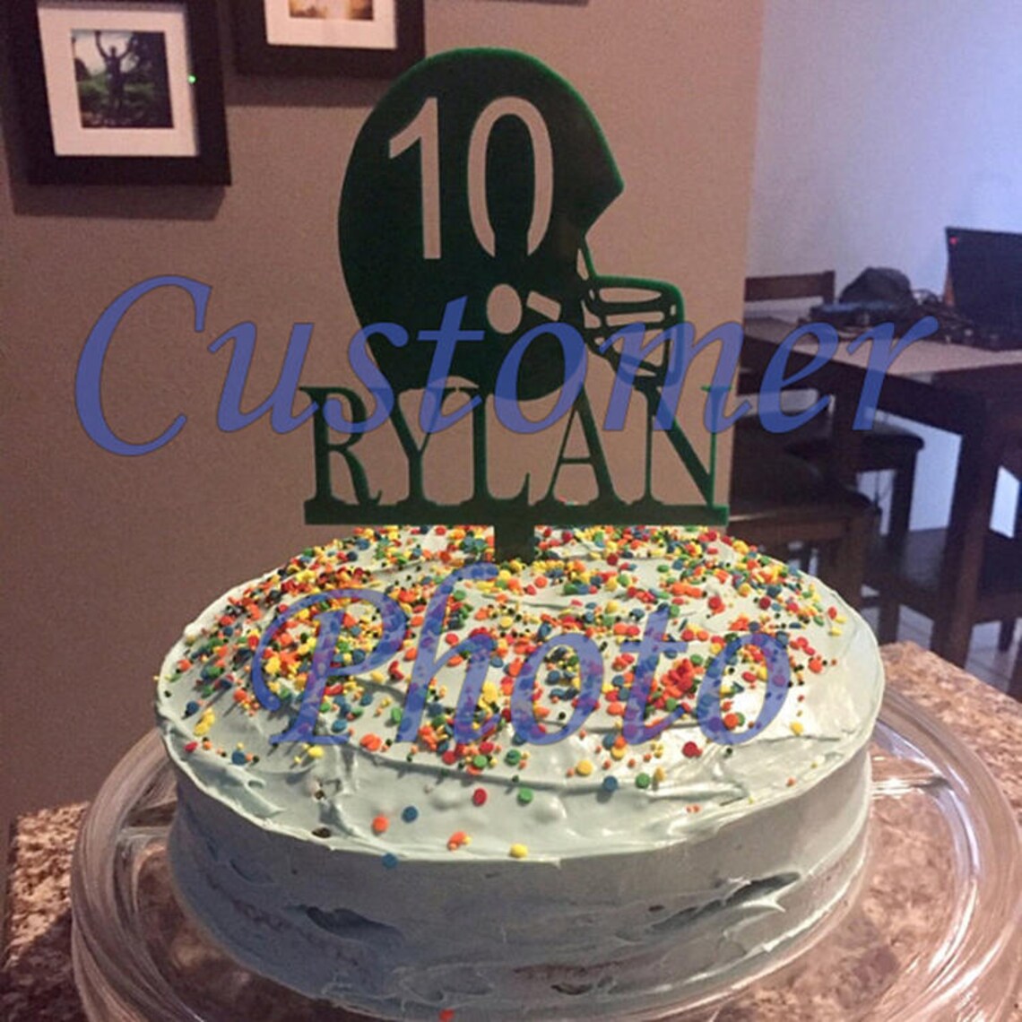 Football Helmet with Number Cake Topper Sports Decor Etsy