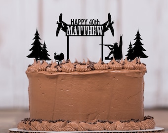 Hunting Birthday Cake Topper, 5 piece set, Happy Birthday, Wildlife Cake Toppers, Acrylic, Hunting Decor, Birthday Party, Wildlife, LT1368