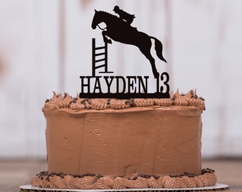 Horse Jumping, Stadium Jumper, Cake Topper, Horse Decor, Farm Theme, Equestrian, Birthday Party, Horseback, Personalized Keepsake, LT1442