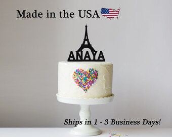 Paris Eiffel Tower, Birthday Cake Topper, Personalized Paris Topper, Eiffel Topper, Birthday Party, Sweet Sixteen, Paris Theme Party, LT1062
