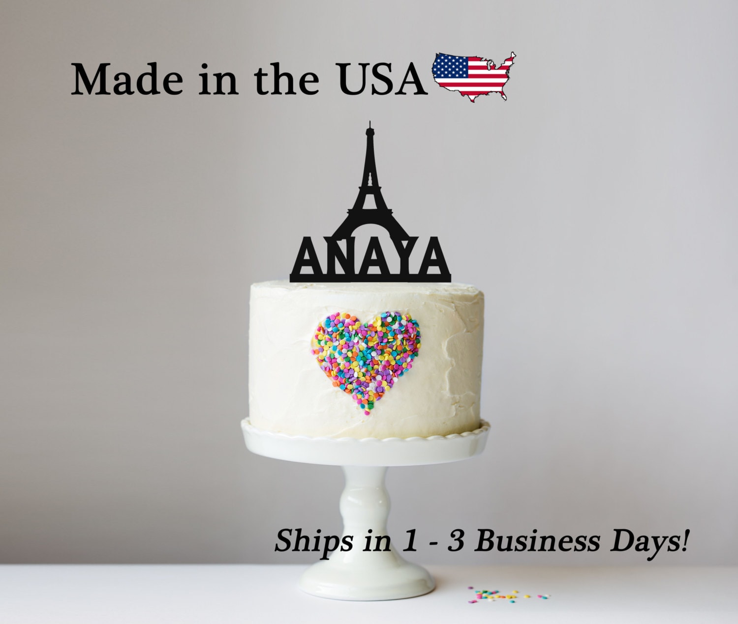 Paris Eiffel Tower Birthday Cake Topper Personalized Paris Etsy