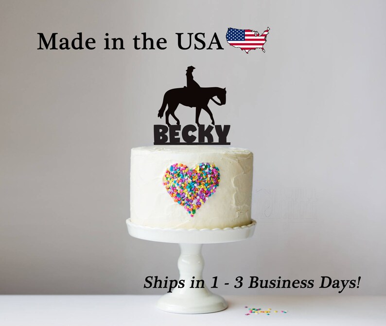 Horse and Girl Cowgirl Personalized Birthday Cake Topper