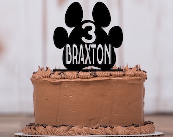 Paw Print Cake Topper, Dog Cake Topper, Rescue Dog, Dog Birthday, Paw Patrol, Pet Birthday, Birthday Party, Pet Party, Cat Paw Print, LT1300