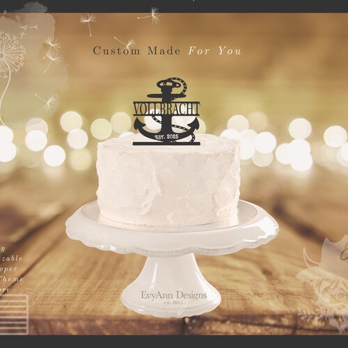 Mr & Mrs Anchor Wedding Cake Topper – Acrylic Ocean Theme Decoration For Beach Wedding Or Nautical Party (6.7"H)
