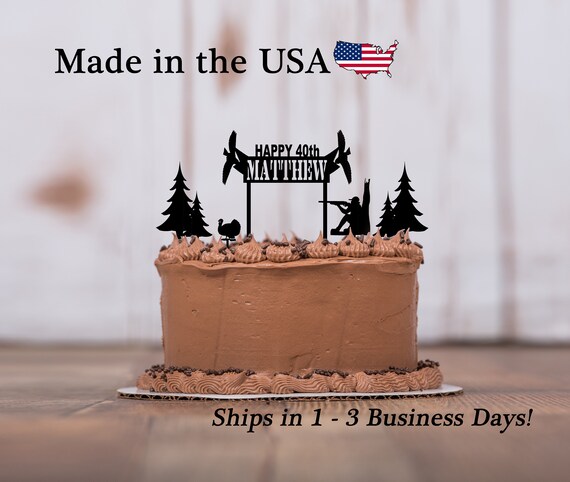 Hunting Birthday Cake Topper 5 Piece Set Happy Birthday Etsy