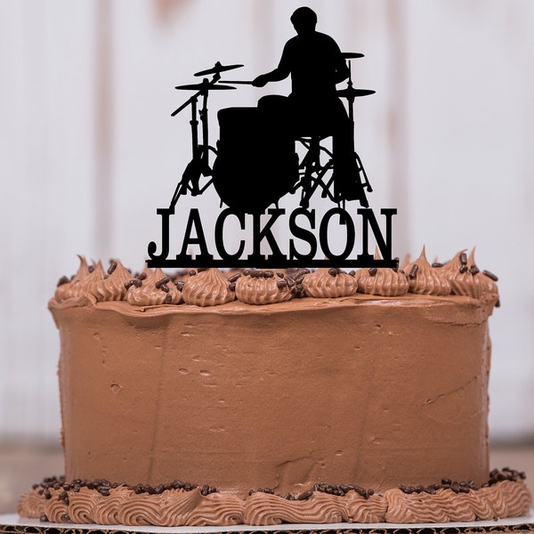 Male Drummer Cake Topper, Music, Rock Band, Drummer, Percussion, Drum Set, Musician, Musical Instrument, Personalized Cake Topper, LT1305