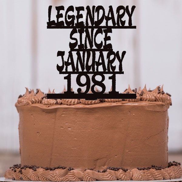 Legendary Since Cake Topper, Acrylic, Any Age, Birthday Party, Cake Topper with Age, Happy Birthday, Cake Decoration, Cake Topper, LT1440