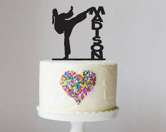 Karate Cake Topper, Karate Decor, Cake Topper, Female Martial Arts, Cake Toppers, Acrylic, Birthday Party, Cake Decoration, Cupcake, LT1042