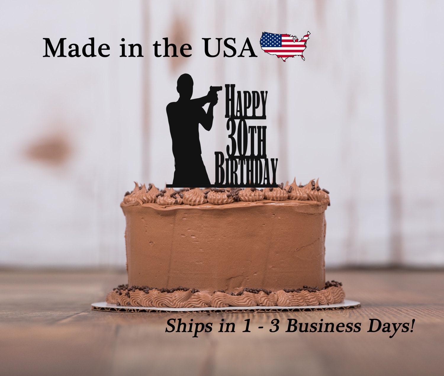 Gun Birthday Cake Topper Any Age Man Shooting Mans Cake - Etsy