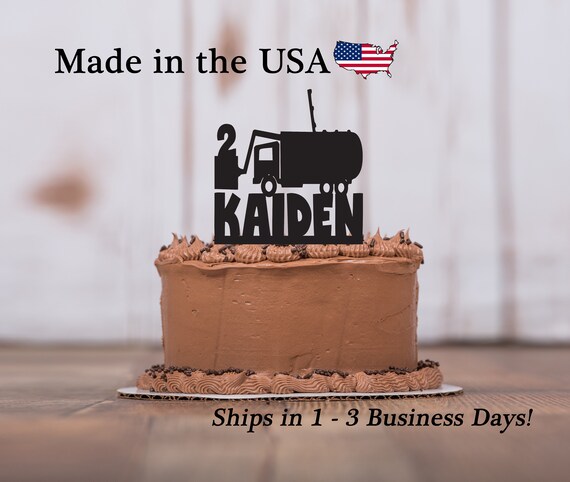 Garbage Truck Cake Topper Birthday Topper Construction Etsy