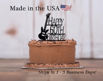 Electric Bass Guitar Cake Topper, Musician, Band, Guitar Player, Music, Happy Birthday, any age, Personalize, Party Decor, Keepsake, LT1168