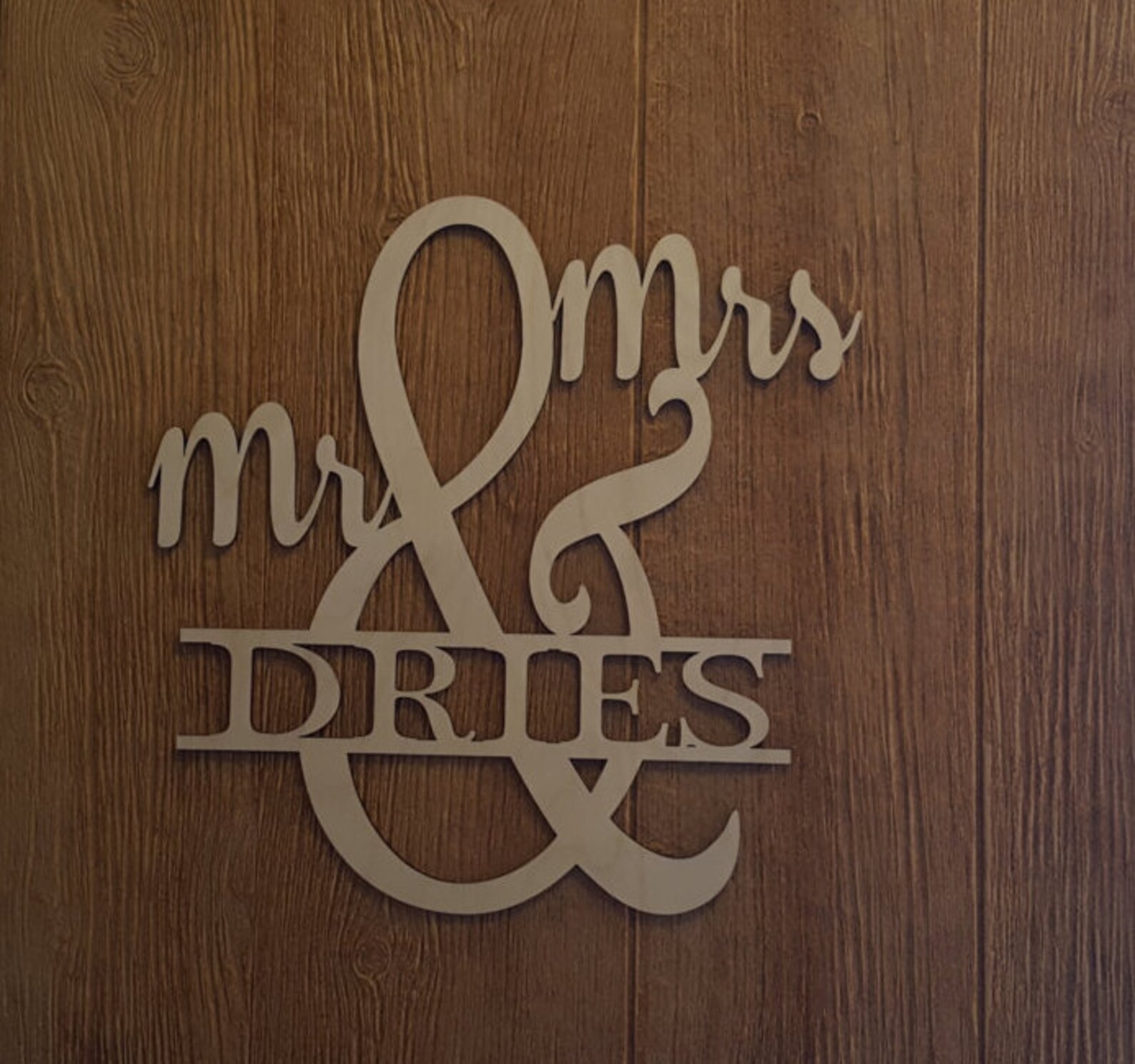 Mr & Mrs. Name Decor Wedding Gift Last Name Sign Ampersand | Etsy