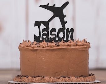 Airplane Cake Topper, Aviation, Pilot Cake Topper, Flying, Boys Birthday Party, Fly Boy, Pilot, Personalize, Party Decor, Keepsake, LT1395