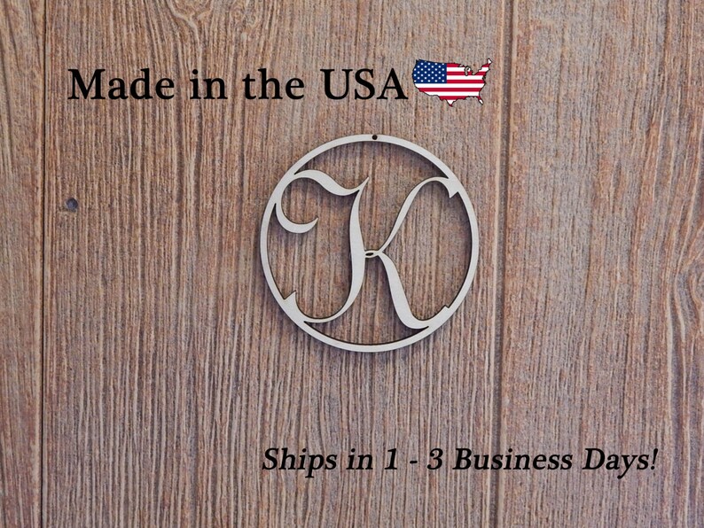 Circle Initial Door Hanger Unfinished Wood Last Name Decor Etsy