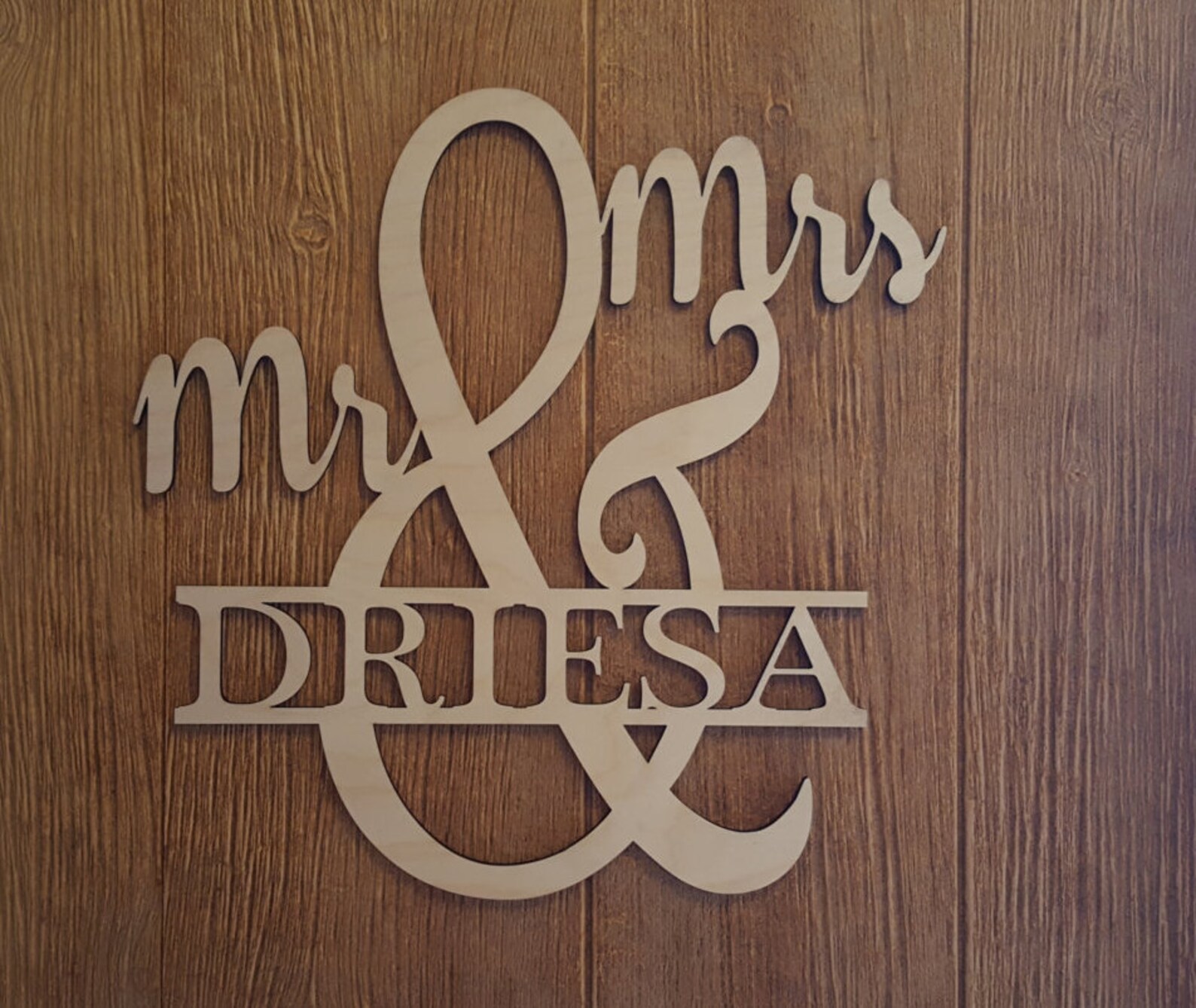Mr & Mrs. Name Decor Wedding Gift Last Name Sign Ampersand | Etsy