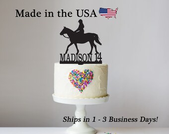 horse and Rider Birthday Personalised Acrylic Cake Topper Rose Gold & more.687 horse and Rider Birthday Personalised Acrylic Cake Topper Rose Gold & more.687