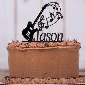 Guitar, Cake Topper, Music, Treble Clef, Musician, Band Party, Musical Instrument, Birthday Cake Topper, Personalized Keepsake, LT1119