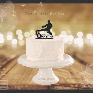 Karate Cake Topper, Male Martial Arts Birthday Decor, Custom Acrylic Topper, Dojo Party Keepsake, Personalized Karate Cake Top LT1045
