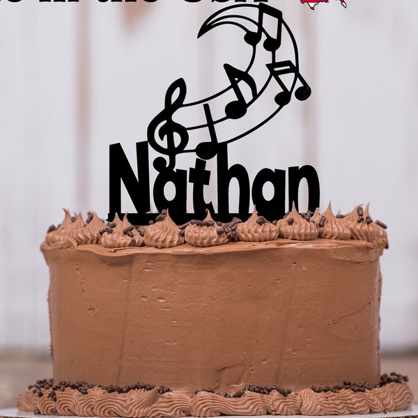 Music Note Cake Topper, Music, Treble Clef, Musician, Band Party, Music Notes, Personalized Cake Topper, Band, Singer, LT1342