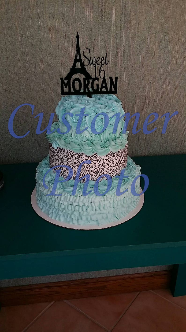 Sweet 16 Personalized Paris Topper Paris Eiffel Tower Cake Topper