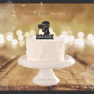 Virtual Reality Cake Topper, VR Birthday Decor, Custom Gamer Name Acrylic Topper, Tech Party Keepsake, Headset Cake Top LT1419
