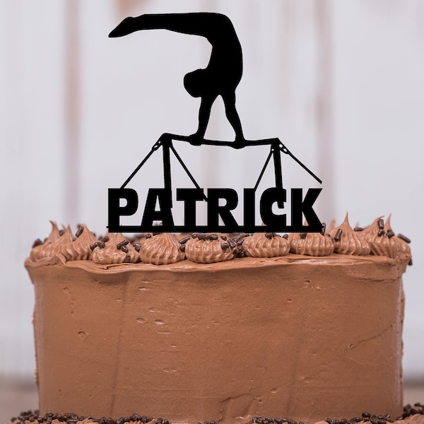 Gymnastic Cake Topper, High Bar, Cake Decorations, Male Gymnast, Boy Birthday, Personalized Cake Topper, Cupcakes, Keepsake, LT1135