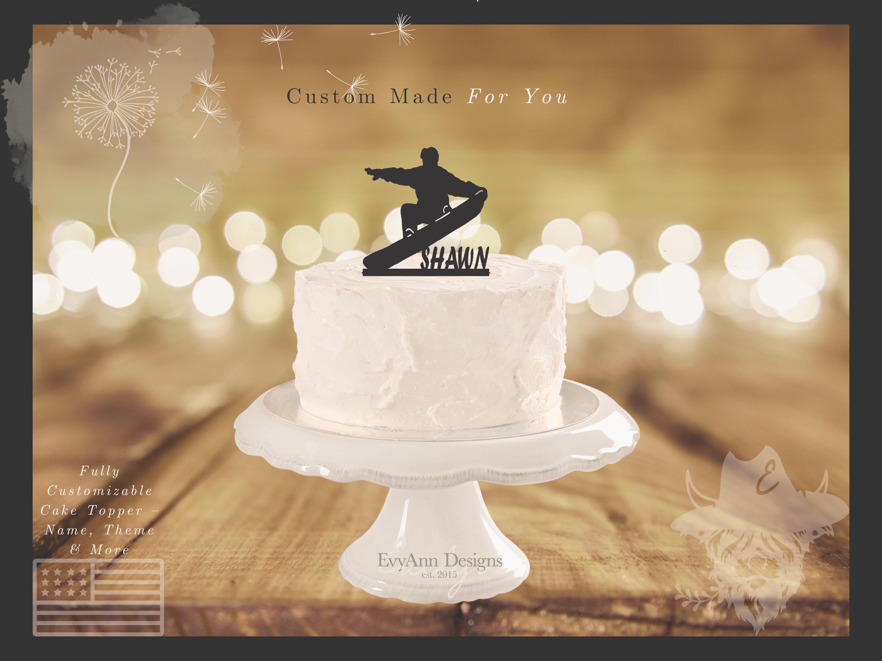 Adorno acrílico para tarta de snowboard personalizado, decoración de  cumpleaños invernal LT1085 - Etsy México, image size:3000x2250