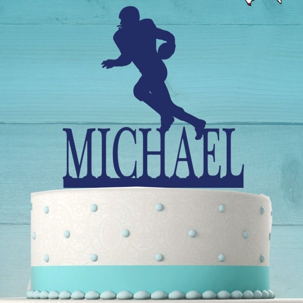 Football Player, Cake Topper, Sports Decor, Personalized Cake Topper, Ball Player, Football Team, Boys Birthday Topper, Party Favor, LT1067