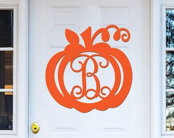 Wooden Pumpkin Monogram, Wood Painted Monogram, Thanksgiving decoration, Fall Wreath, Door Hanger, Wooden Initials, Wood Letters #2304
