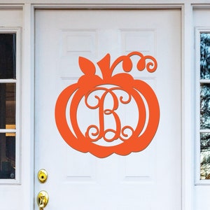 Wooden Pumpkin Monogram, Wood Painted Monogram, Thanksgiving decoration, Fall Wreath, Door Hanger, Wooden Initials, Wood Letters 2304 image 1